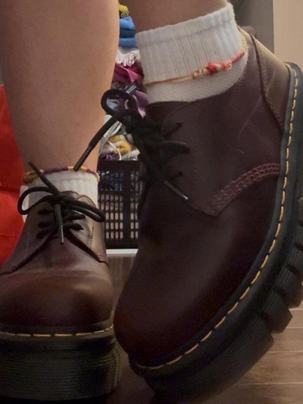burgandy doc martens platform oxfords